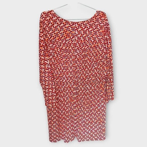 London Times Women Sz 18‎ Red Orange Jersey Dolman Sleeves Blouson Cottagecore - Picture 3 of 13